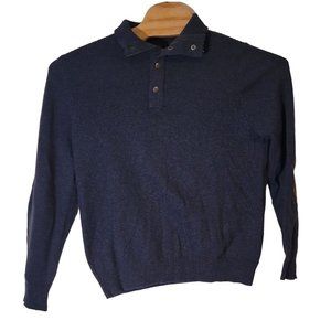 Viyella 1/4‎ Zip Sportsmans Sweater Size Medium Blue Cotton Nylon Wool Blend